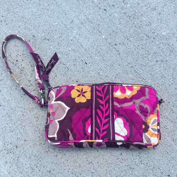 Vera Bradley Pink and Purple wristlet wallet with Floral Design - Picture 1 of 3